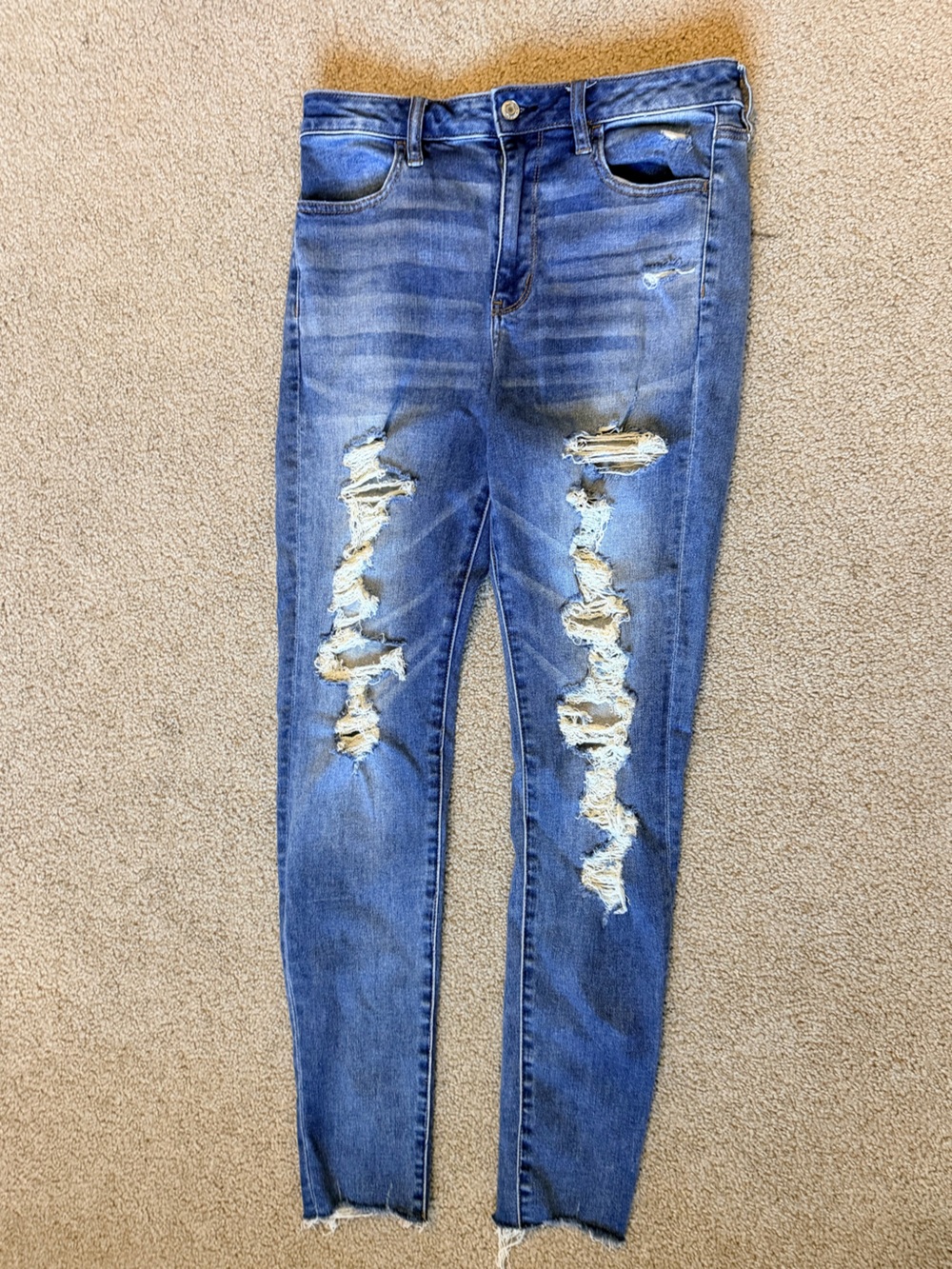 American Eagle Outfitters Blue Distressed Skinny Jeans